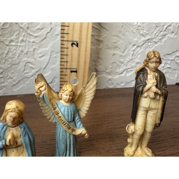 Lot of 9 Vintage Celluloid Nativity Pieces Plastic Angel Mary Cow Donkey Wise - Picture 2 of 5